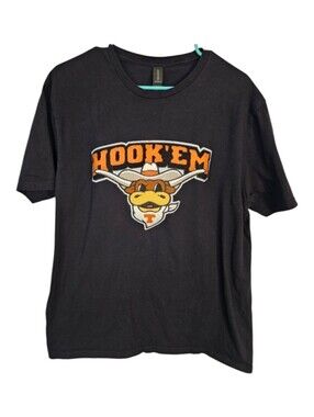 Texas Longhorns Hook 'Em Black Tee Shirt Embroidered Logo Size L